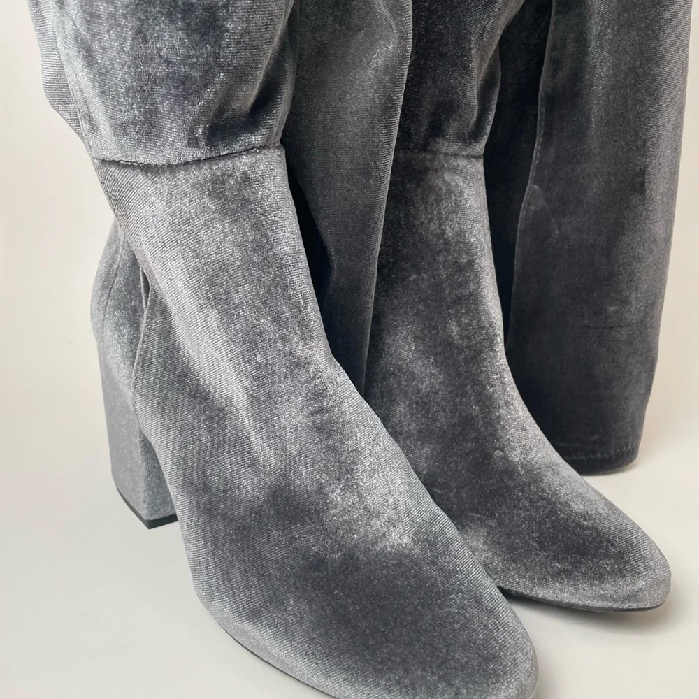 Aldo Black Velvet Knee-High Boots Size 7